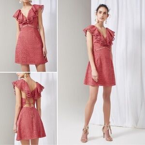 Keepsake Anthropologie Unraveled Ruffle Eyelet A-Line Dress